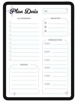 Planner Dniowy PDF - Organizer, To Do List, Harmonogram, Notatki - do druku i na tablet (GoodNotes, Notability)