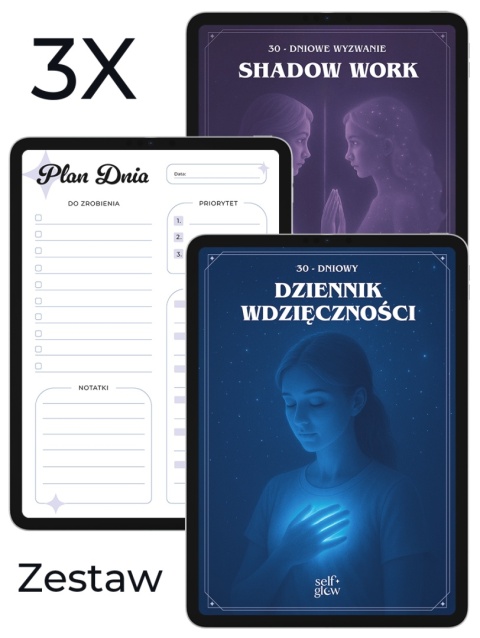 Zestaw Dziennik Wdzięczności, Dziennik Pracy z Cieniem i Planner Dniowy | PDF